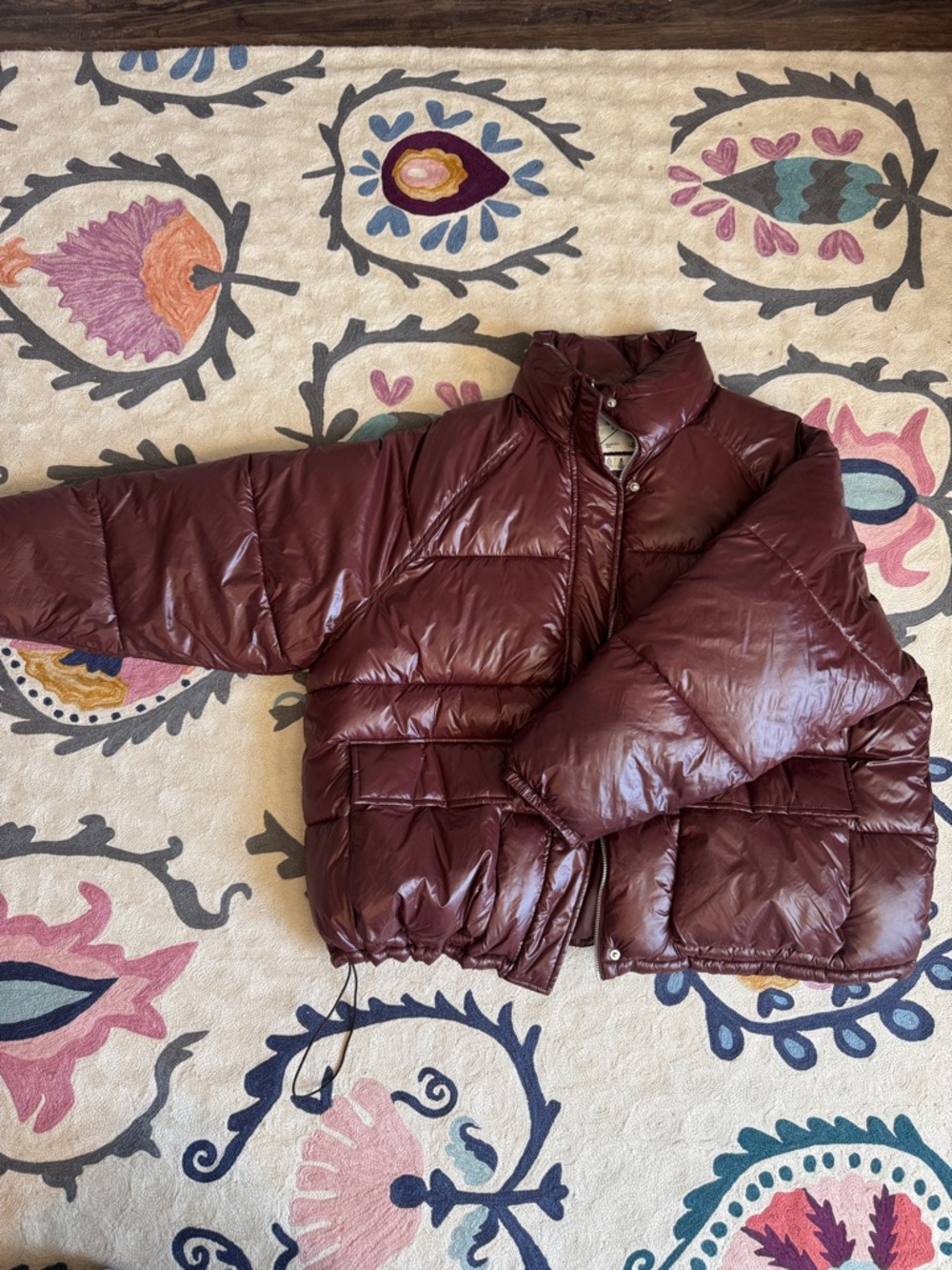 Abercrombie & Fitch Deep Plum Shiny Quilted Puffer Jacket